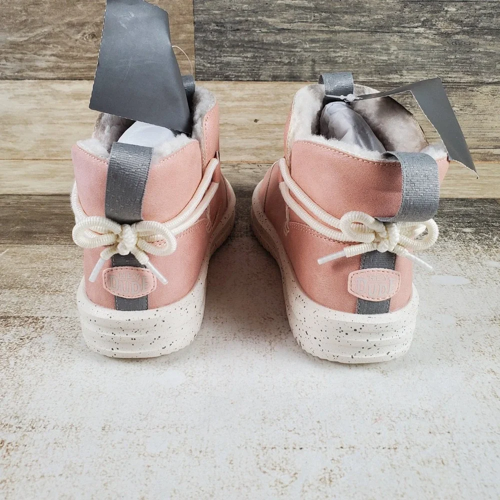Hey Dude Camden Bow Cozy Boot Kids Sz 13 C13 Sparkle Pink Lined Round Toe Ankle